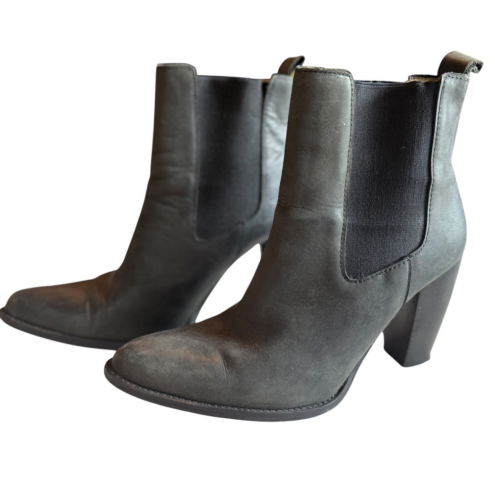 Ivylee Copenhagen Black Leather Chelsea Boots Portugal Block Heel EU 39 US‎ 8.5
